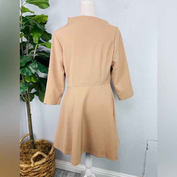 QUAINT by Durlana Quantas Camel Tan Button Blazer Coat Annabel Dress - Picture 4 of 9